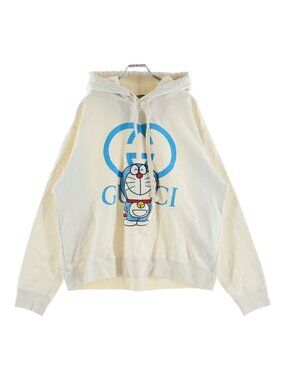 Gucci 21 SS Doraemon GG Logo Print Character Patch Pullover Hoodie White